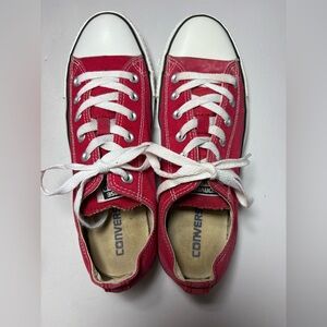 Converse Red Low-Top Canvas Sneakers with White Accents